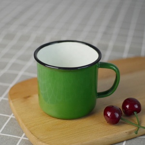 Sublimazione di alta qualità a buon mercato piccolo Logo personalizzato colorato campeggio <span class=keywords><strong>caffè</strong></span> tazza smaltata personalizzata con manico - Product Image 3