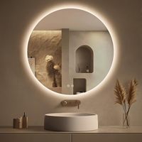 Miroir de salle de bain rond à LED avec écran tactile, affichage de l'heure, étanche, avec éclairage, intelligent, Espejo Inteligente