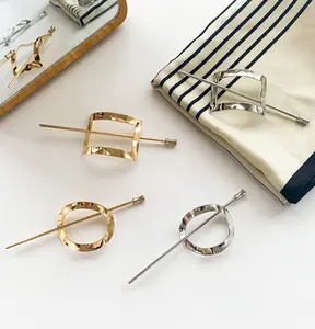 Fashion ZA Gold Metal Alloy vintage circle Hair Clips for Women Wedding Geometric Pins Girls Christmas Gifts Hair Accessories