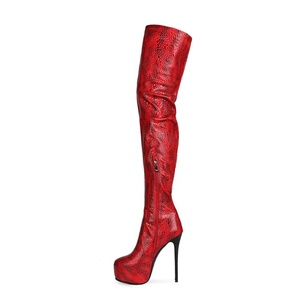 Skintight Snakeskin Pattern Big Size 45 <b>Platform</b> Women Over Knee High <b>Boots</b> Thigh High Side Zipper <b>Boots</b> Thin Heel for Ladies - Product Image 1