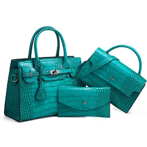 Новая осенне-зимняя сумка из крокодиловой кожи, модная трендовая Диагональная Сумка, большой вместимости, набор из трех предметов, роскошная сумка для матери