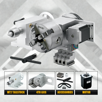 Axe rotatif 4ème axe K12 100mm, mandrin auto-centrant à 4 mors avec moteur pas à pas Nema 23, rapport 6:1 pour machine de fraisage