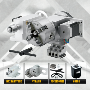 Hltnc Máy tiện 6:1 chính xác 0.05mm K12 100mm 4 hàm <span class=keywords><strong>Chuck</strong></span> trục thứ 4 với NEMA 23 động cơ bước Bàn Quay dviding đầu máy tiện CNC - Product Image 4