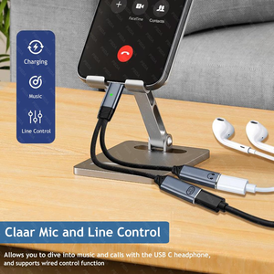 PD100W USB C Audio y divisor de carga Adaptador de carga de audio USB C dual Carga rápida para <span class=keywords><strong>iPhone</strong></span> 1615 Galaxy S24 23 S22 Ultra - Product Image 3