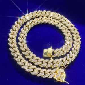 Iced Out Gold Plated Cuban <strong>Link</strong> 5A Cubic Zircon 12mm Gold Plated Color CZ Pink Round Stone Cuban <strong>Link</strong> <strong>Chian</strong> CZ Necklace Unisex - Product Image 5