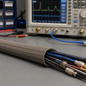 Gaine tressée de blindage EMI RFI en nylon étamé extensible pour la protection des faisceaux de câbles des stations de base 5G et des serveurs - Product Image 4