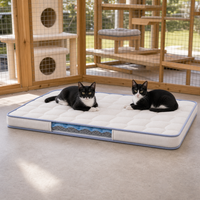 Matelas de repos multi-places pour chats avec matelassage floral et fenêtre latérale transparente pour grands espaces de catio couvert
