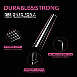 JIEYU PMMA/ABS - Puntas de <span class=keywords><strong>Uñas</strong></span> Cuadradas Francesas <span class=keywords><strong>Largas</strong></span> y Transparentes, Duraderas, Reutilizables, al por Mayor - Product Image 4