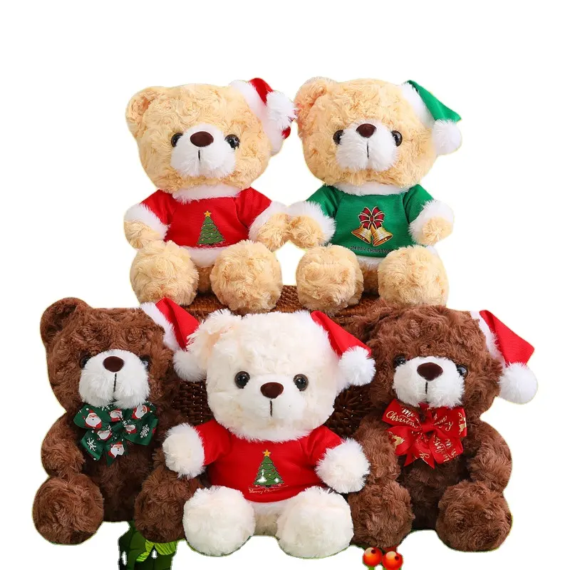 Orsacchiotto di natale nuovo stile orsacchiotto peluche con vestiti cappello di babbo natale Kawaii morbido peluche bambola regalo di natale