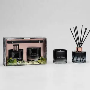 RAINCOAST High End Design Glass Gift Set Candle Diffuser 100ML+100G Reed Diffuser And Candle Set