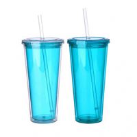 Gobelet en plastique sans BPA avec paille, 22 oz, anti-fuite, pour camping en plein air, vente en gros, OEM