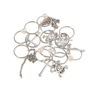 13 Piezas de Cadenas para el Cabello de Aleación con Anillos de Perlas y Calaveras Cruzadas, Accesorios Decorativos de Estilo Punk para un Look Casual Unisex y con Encanto - Product Image 5