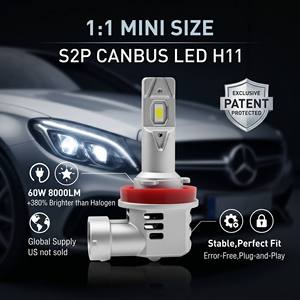 Ampoules de phares LED S2P H11 H8 H7 H4 H1, luminosité 500 % supérieure, 6500 K, phares LED de voiture avec ventilateur de refroidissement Canbus pour BMW pour Vios - Product Image 1