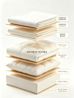 Parure de lit 4 pièces Queen Size en coton 100% avec couette et housse de couette brodée tissée 300 fils/cm² pour toutes les saisons, hôtel et maison