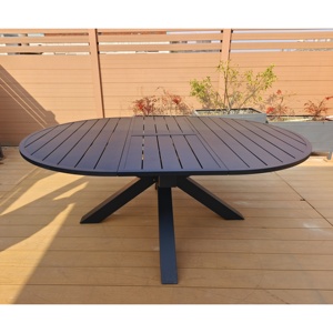 आउटडोर एक्सटेंडेबल एल्यूमीनियम फ्रेम राउंड डाइनिंग टेबल सेट आउटडोर मनोरंजन के लिए - Product Image 3