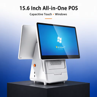 15,6-дюймовая POS-система с Windows 11 Pro, процессором Intel I7/I5/I3, 8 ГБ ОЗУ, 128 ГБ SSD и принтером для ресторанов быстрого питания
