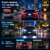 Caméra de Voiture M8 4K+1080P, Boîte Noire 4K à Double Objectif, Caméra Embarquée Wifi GPS 4K Avant et Arrière