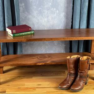 Banco de Entrada de Madera Maciza con Estante, Diseño Rústico, Zapatero, Tamaño Personalizable, Independiente - Product Image 2