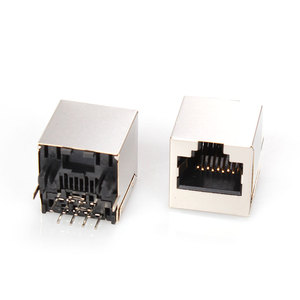 Nouvelle Mode Dip Magnétique <span class=keywords><strong>Rj</strong></span> <span class=keywords><strong>45</strong></span> Jack 1 Port Ethernet 10G Femelle Bouclier Rj45 Connecteurs Avec Led Pcb Connecteurs Batterie Usb/ - Product Image 1