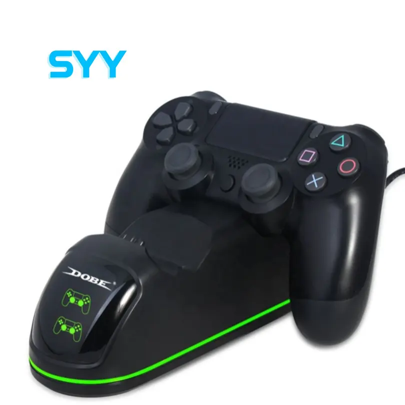 SYY新しいワイヤレスゲームコントローラー充電器ベースLEDディスプレイプレイステーション4PS4スリムゲームアクセサリー用USBデュアル充電スタンド