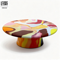 Table basse en résine multicolores personnalisable de style nordique moderne et luxueux, multifonctionnelle, facile à nettoyer, pour la décoration intérieure