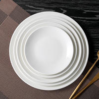 Assiette plate en porcelaine blanche pure, résistante au micro-ondes, design moderne minimaliste, motif uni, vaisselle ronde pour hôtel, lot