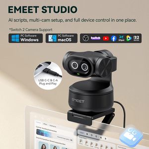 กล้อง EMEET PIXY แบบคู่ กล้อง PTZ ที่ใช้ AI ความละเอียด 4K พร้อมระบบติดตาม AI, PDAF และโฟกัสอัตโนมัติ รูรับแสง <span class=keywords><strong>1</strong></span>.8f เซ็นเซอร์ <span class=keywords><strong>1</strong></span>/2.55 นิ้ว พร้อมไมโครโฟน 3 ตัว และพรีเซ็ตต่างๆ - Product Image 2