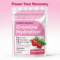 Poudre d'hydratation à la créatine pour femmes 5g Créatine Collagène Électrolytes Biotine HA Sans sucre Saveur fraise 30 portions Fibres