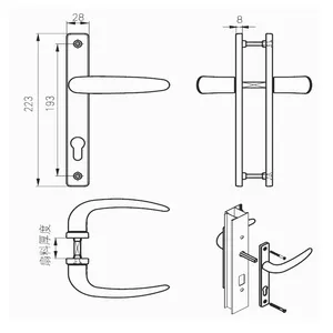 Maniglia e serrature della porta della leva nera moderna di progettazione della maniglia della porta principale di mortasa di sicurezza di lusso per la decorazione domestica