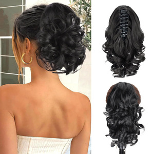 Peluca de cola de caballo con ocho dientes y rizos romanos, de pelo sintético de fibra de alta temperatura para mujer - Product Image 1