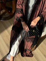 Robe longue musulmane rose Hafizah pour femmes, avec superposition en dentelle, Abaya HY792