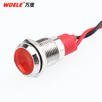 WD12mm 3V 6V 12V 24V Metal LED Pilot Panel Dash Señal Luz de advertencia 15cm Cable Car Boat Marine Luz indicadora