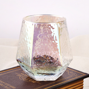Verre à whisky géométrique en verre diamanté créatif nordique à six côtés avec motif de marteau - Product Image 5