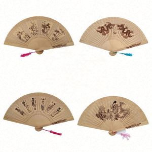 Supply Chinese 8 Inch <b>Folding</b> Hold Sandalwood Fan With Tassel Wedding Favors & Birthday Gifts Abanicos De Mano - Product Image 1