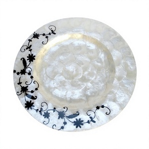 Plato Decorativo Redondo Hecho a Mano con Conchas de Capiz, Vajilla Decorativa Natural de Lujo para Bodas y Hoteles - Product Image 2