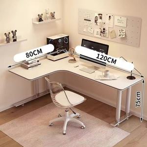 Bureau d'<span class=keywords><strong>ordinateur</strong></span> en bois blanc de luxe en forme de L avec un design moderne <span class=keywords><strong>pour</strong></span> le bureau à domicile <span class=keywords><strong>et</strong></span> une optimisation idéale <span class=keywords><strong>pour</strong></span> l'utilisation d'imprimantes - Product Image 4