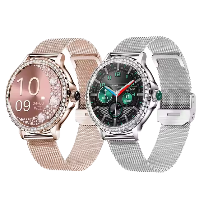 1.3 Inch AMOLED Screen Smart Watch BT Calling Heart Rate Blood Oxygen Fitness Sleep Tracking Tracker Stainless Steel
