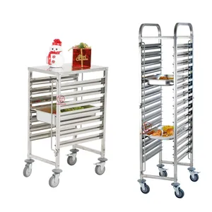 Alle Arten Edelstahl Lebensmittel regal 1/1 GN Food Pan Racking Trolley und Tray Collection Trolley Cart für Hotel