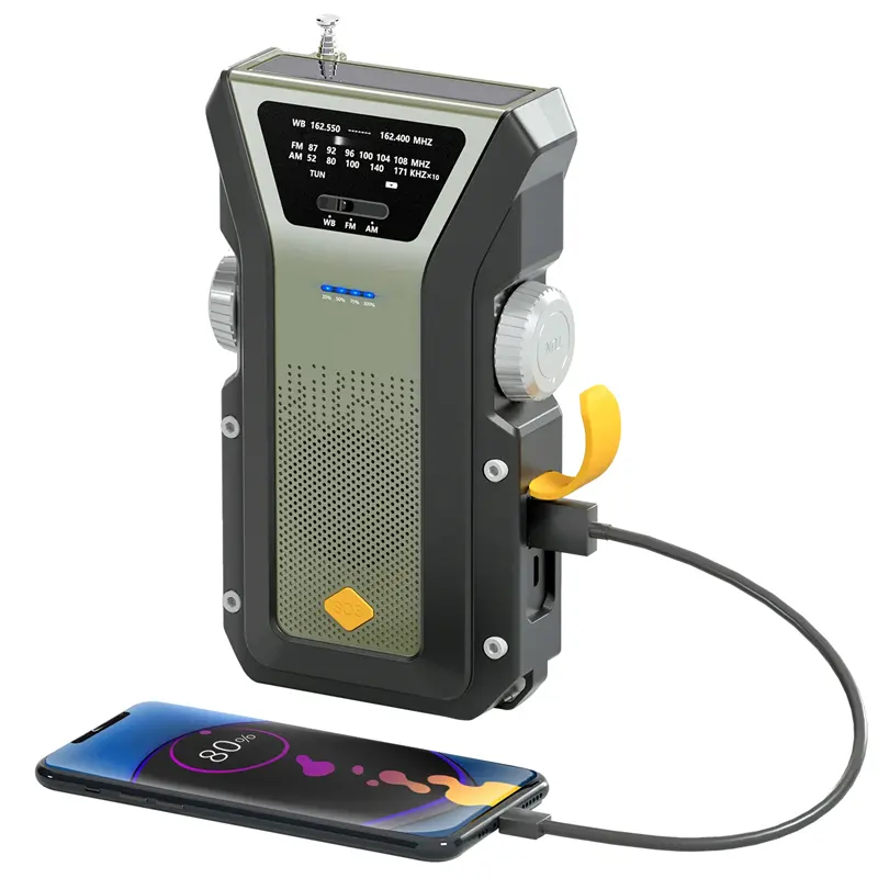 Best quality portable radio Hand Crank Emergency Solar Dynamo FM AM Radio 5000mah Power Bank Rechargeable