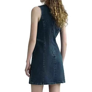 Vestido de Mezclilla de Verano al por Mayor, Nuevo y a la Moda, para Mujer, Sin Mangas, Corte Ajustado, Estilo Vintage - Product Image 5