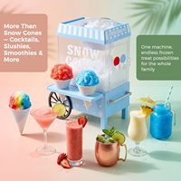 Chariot à glace pilée 30W avec roues bleues et auvent rayé – Idéal pour les fêtes d'enfants, l'été et le plaisir à la maison
