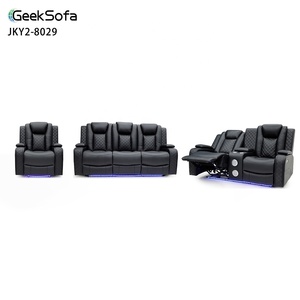 Geeksofa Muebles Modernos de Cuero, Sofá Reclinable Eléctrico con Movimiento, Juego de 3, 2 y 1 Plazas con Consola y Mesa Abatible para Sala de Estar - Product Image 1