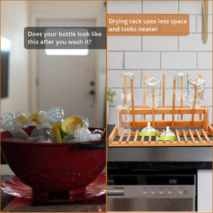 New Adjustable Reusable Stainless Portable 2 In 1 Multi Function White Bamboo Water Cup Drying Rack For Any Kitchen - Product Image 2