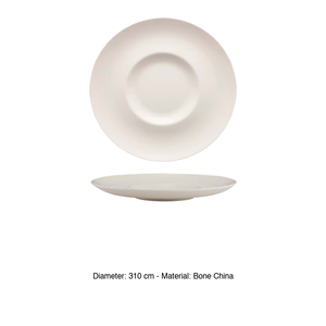 Athens Bone China Flat <b>Plate</b> 31 cm with Rim Gourmet Gural -6 - Product Image 3
