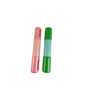 Grosir Parfum plastik 10ml botol Roller minyak esensial Sprayer kepala ganda bulat botol kosong merah muda hijau