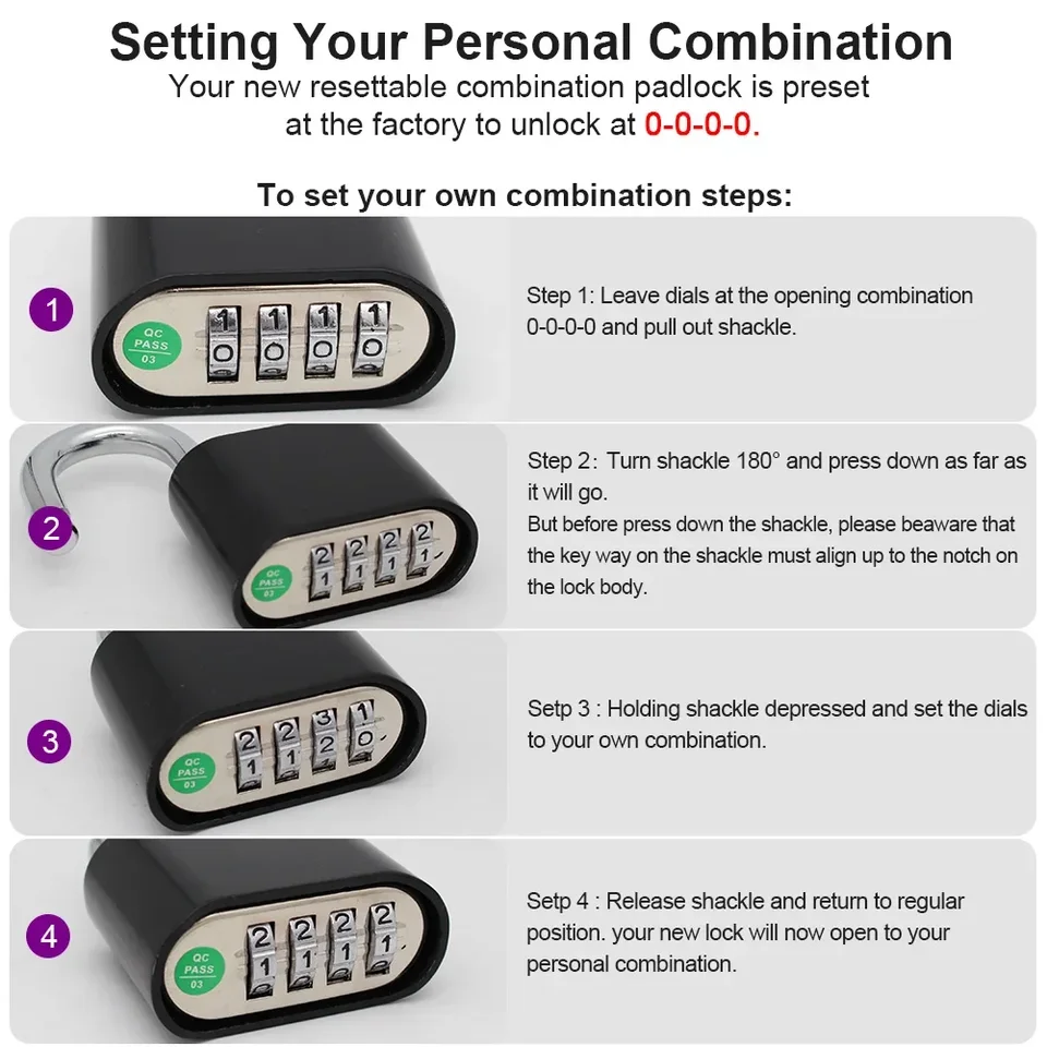 Cadenas à Combinaison 4 Chiffres Pour Casier - Vert, Imperméable, Extérieur