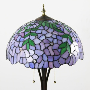 Lámpara de pie Tiffany azul estilo Wisteria de 16 pulgadas, hecha a medida por LongHuiJing, con vidrieras europeas. - Product Image 3