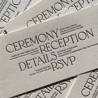 Cartes de vœux personnalisées gaufrées écologiques de haute qualité, cartes d'invitation de mariage, cartes de menu avec impression typographique
