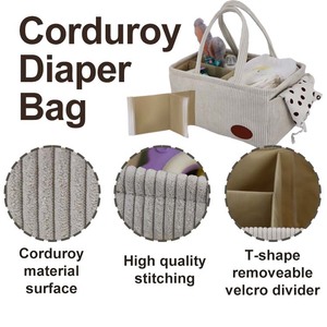 Wholesale Customized New Design Bag Diaper <strong>Caddy</strong> <strong>Baby</strong> Organizer Bag Nursery Storage Basket Nappy Corduroy Fabric Diaper <strong>Caddy</strong> - Product Image 6