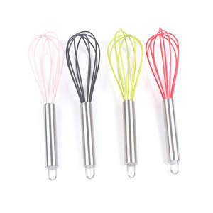 Vente chaude 10 pouces en gros de poche en silicone fouet à oeufs poignée en acier inoxydable manuel crème beurre mélangeur batteur à oeufs - Product Image 2